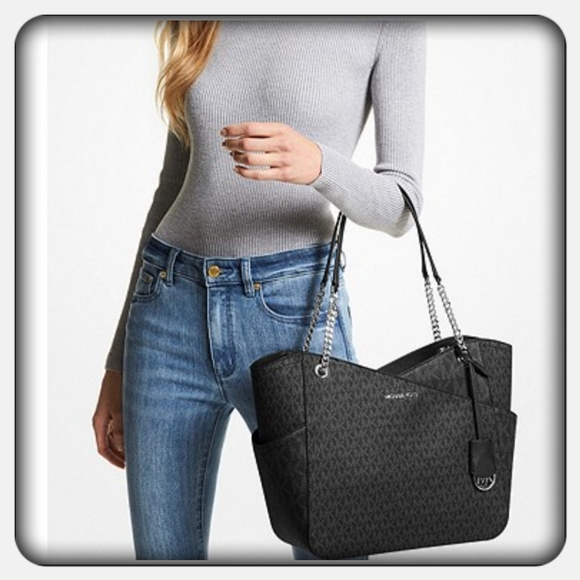 NWT Black Michael kors Large Logo Shoulder Bag - Picture 3 of 3